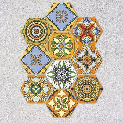 10pcs/set New Moroccan Style Floor Tile Stickers Home Decoration Wall Stickers Tiles Ground Bedroom Bathroom Home Decor Supplies