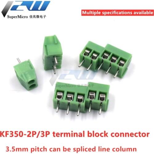 10Pcs/lot 3.5mm PF 2-pin 3-pin straight screw Terminal connector KF350 copper green PCB terminal blocks
