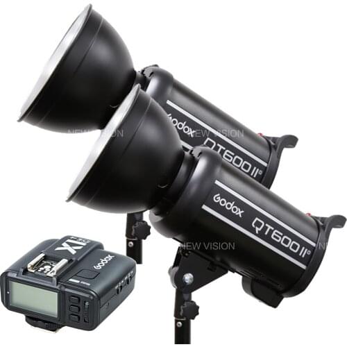 2pcs Godox QT600II GN76 1/8000s High Speed Sync Flash Strobe Light + Built in 2.4G Wirless System + X1 Trigger for Studio Flash