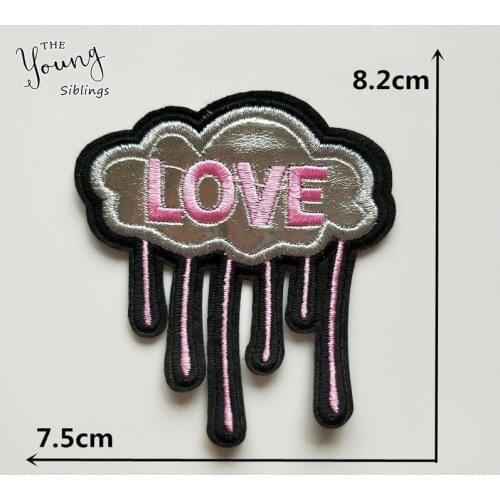 20pcs/lot Large Embroidery Patches Letter Cloud Love Clothing Decoration Sewing Accessories Gift Diy Iron Heat Transfer Applique
