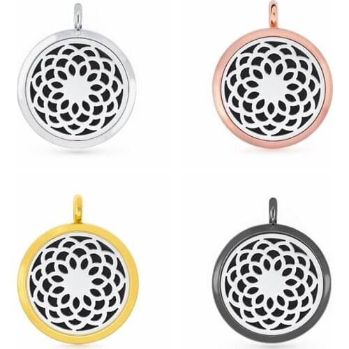 30mm Hollow Kaleidoscope Aromatherapy Essential Oil Perfume Diffuser Locket Pendant with 6pcs PadS Fit Necklace key Chains