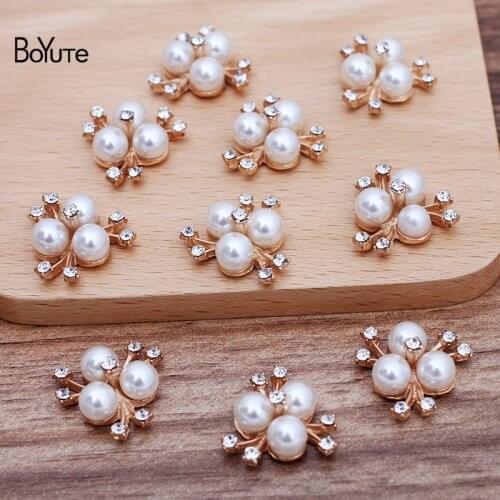 BoYuTe (50 Pieces/Lot) 6MM Pearl Beads Inlaid 9*20MM Flower Materials Factory Supply DIY Handmade Accessories Parts