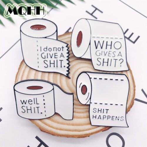 Creative Cartoon Toilet Paper Roll Paper Roll Enamel Brooch SHITHAPPENS Alloy Badge Shirt Bag Pin Accessories Women Jewelry Gift