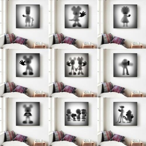 Disney The Disappearing Mickey Posters and Black and White Minnie Canvas Paintings Prints Wall Art Pictures for Kids Room Decor