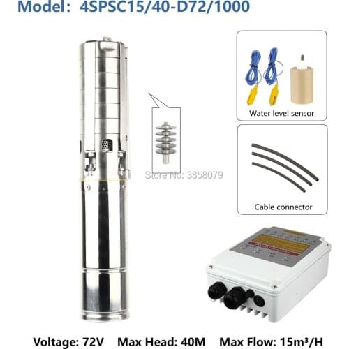 High flow Stainless Steel deep well centrifugal submersible bomba solar irrigation water pump 4SPSC15/40-D72/1000
