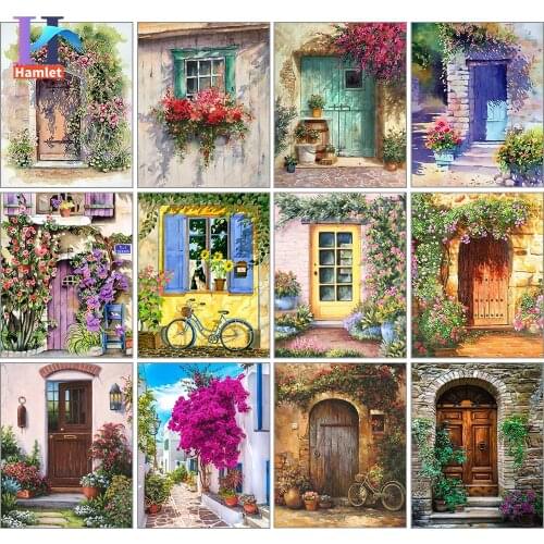 Huaning Flower Door Oil Picture By Numbers For Adults Diy Framed On Canvas Home Decor Paint By Number Handmade Diy Unique Gifts