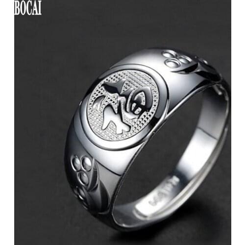 925 sterling silver blessing ring male and female couple ring gift to elders Pak Fuk ring