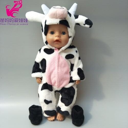 40cm Doll Clothes Set for 43 Babies Doll Boy Clothes Pants Cute Cartoon Cow Set for 17 Inch Doll Coat Set