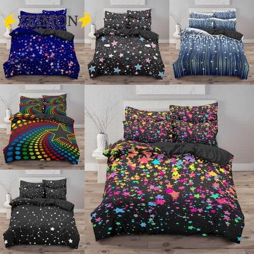 ZEIMON Star Bedding Set 3D Printed Starry Universe Galaxy Soft Comforter Cover Pillowcase Duvet Cover Adult Kids Bedclothes