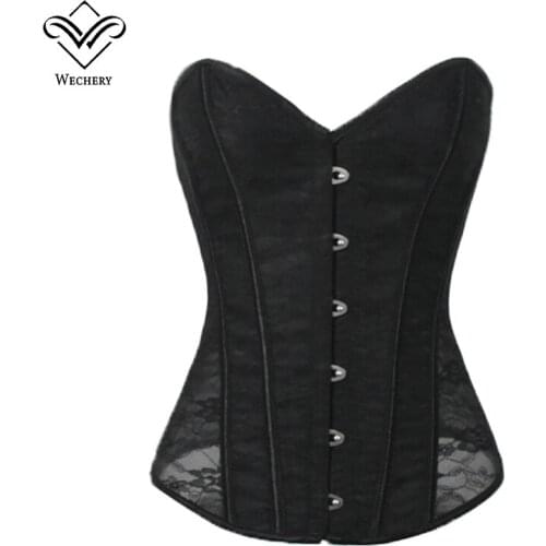 Black Lace Corset Steampunk Overbust Gothic Clothing Women Corsets and Bustiers Top Lace Up Gorset Sexy Bodice