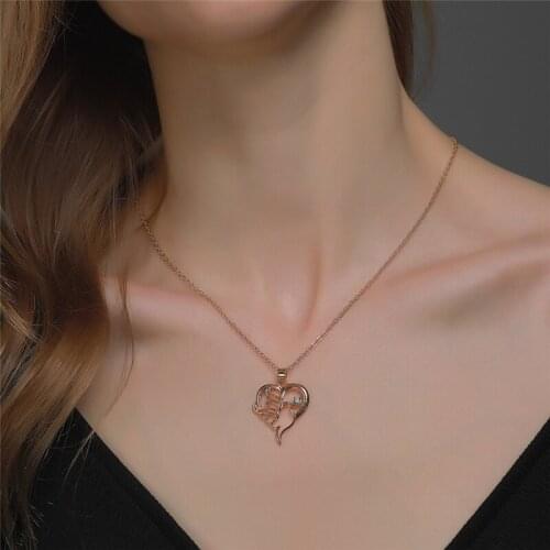 Creative Hollow Love Necklace Women Simple Peace Dove Heart-Shaped Inlaid Crystal Animal Clavicle Chain Necklace For Women Gift