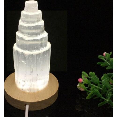 Natural Selenite Lamp White Gemstones Ice Berg Hand Home Ore Decor Crystal Lamp Carved Ornaments Craft Reiki Around H0l7