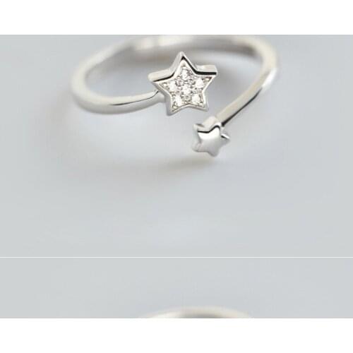 Trendy Simple Crystal Star Rings For Women Lover Engagement Wedding Open Geometric Finger Rings Punk Jewelry
