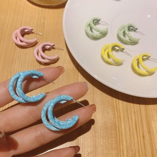 2021 New Niche Fashion Trendy Fresh Women Earring Vintage Hoop earrings Lady Colours Round Circle Ear Ring Womens Jewelry Gift