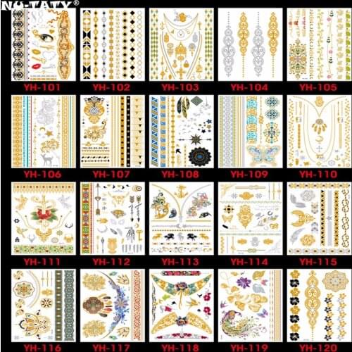 Nu-TATY 120PCS/lot Gold style Temporary 3D Makeup Tattoos Henna Tatuagem Body Art Tatoo Flash Sticker Swimsuit Makeup Tool