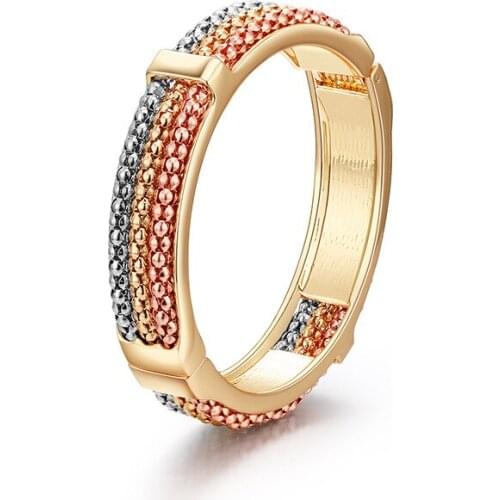 ORNAPEADIA Popular Fashion Round Bracelet for Women Rose Gold Bead Chain Mesh Three-color Plated Bracelet Jewelry Wholesale