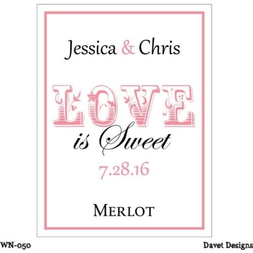 Personalized Wine Label,Custom Wedding Wine Bottle / Rectangle Sticker, Baby birthday Party Decoration,Love is Sweet