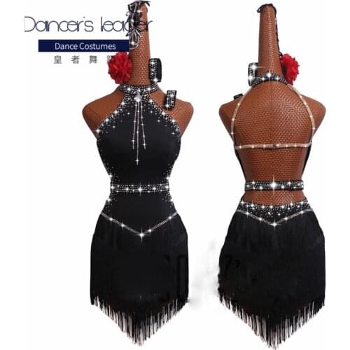 New Latin Dance Dress Competition Dress Costumes Skirt Performing Dress Rhinestone Adult Customize Children Chinese Style Collar