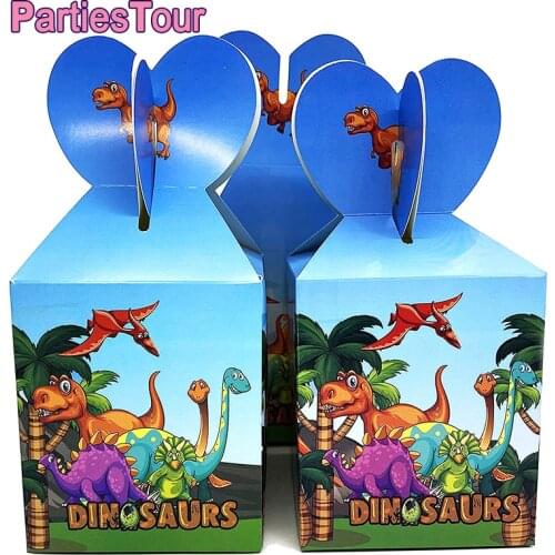 18pc Dinosaur Candy Gift Boxes Dino Party Favor Bag Dinosaur Paper Candy Treat Box for Baby Shower Birthday Party Decor Supplies