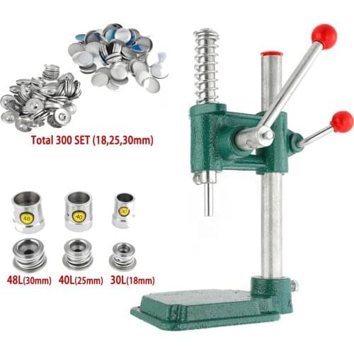Button Maker Handmade Fabric Covered Button Machine Button Mould Dies Hand Press DIY Tool with 3 Molds 300pcs Buttons