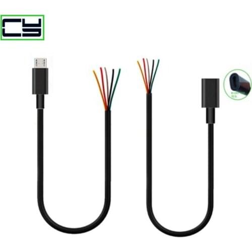 Micro 5p female with power line, four core wire, five core wire, data line, male single head wire, DIY plug