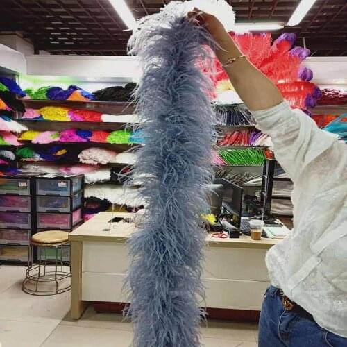 Hot Selling Wholesale 10 Meters Long 5 Layer Gray Ostrich Feather Weddings Parties Home Improvement Scarves Decoration