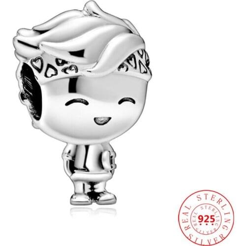 New 925 Sterling Silver Cute Cartoon Boy Teenager Charm Beads Fit Original Pandora Bracelet Feminine DIY Fine Jewelry DIY Making