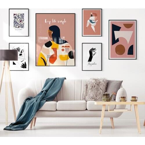 Nordic Simple ins Morandi Color Abstract Geometric Block Characters Modern Art Printing Poster Sofa Background Wall Decoration