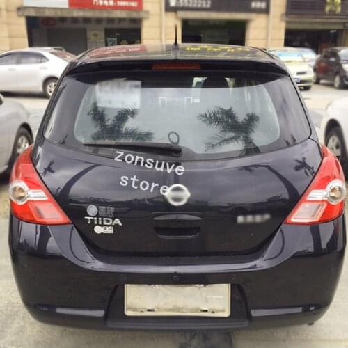 Use For Nissan Tiida 2005-2010 Year Spoiler ABS Plastic Carbon Fiber Look Rear Trunk Wing Car Body Kit Accessories
