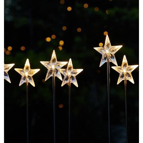 Solar led five-pointed star ground plug lamp outdoor courtyard garden decoration lamp star lawn lamp reed lamp