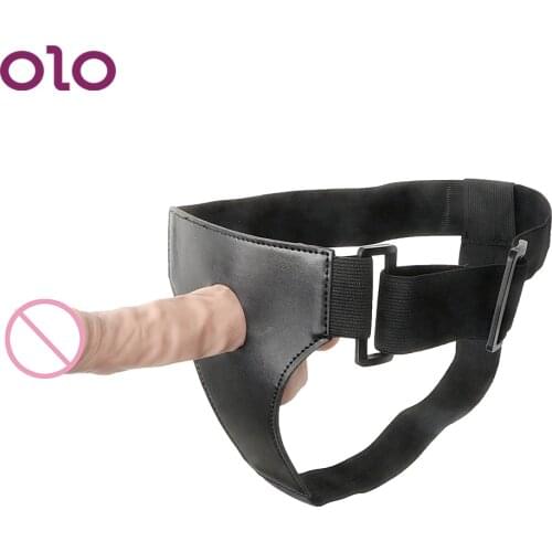 OLO Strapon Penis Panties Black Leather Wearable Strap On Dildos Pants Sex Toys for Women Lesbian Gay Adult Game