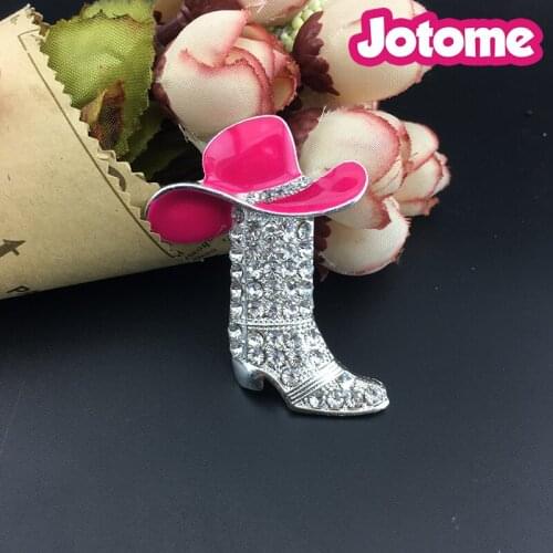 50mm High heel shoes crystal rhinestone woman brooch with hat for party,wedding,jewelry brooch pin