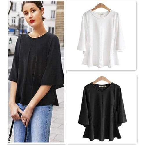 Spring Summer T Shirt Women Clothes 2019 Female Elegant Tops Loose O- Neck Half Sleeve Casual Tee Shirt Femme Plus Size Tshirt