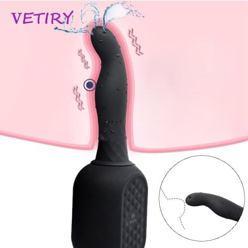Vibrator Enema Bulb 10 Speed Medical Rubber Enema Irrigator Women Vagina Anal Douche Cleaner Prostate Massager for Men Gay