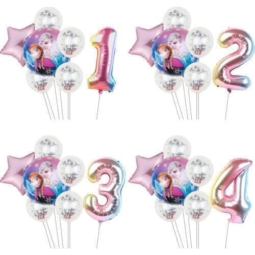 7pcs DISNEY Frozen Party Balloons Confetti Balloon 32" Number Balloons Baby Shower Birthday Party Decorations Kids Toys wedding