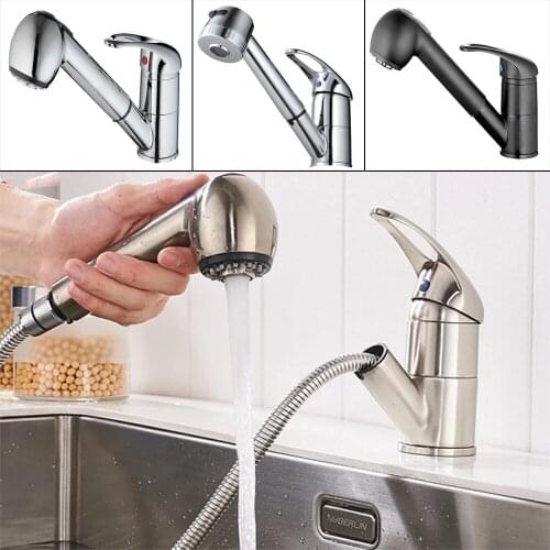 Kitchen Faucets Black Brushed Single Handle Pull Out Kitchen Tap Single Hole Handle Swivel Degree Water Mixer Tap Mixer Tap