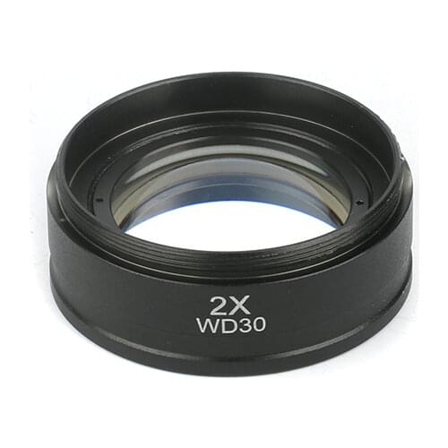 WD30 2X Stereo Microscope Auxiliary Objective Lens Barlow Lens With 1-7/8" (48mm) Mounting Thread