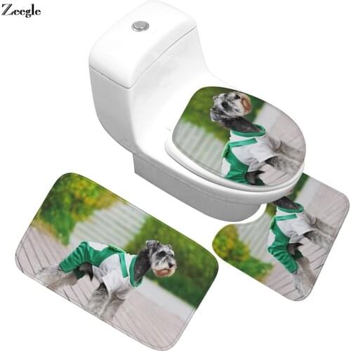 Zeegle Bathroom Carpet Set Flannel Soft Toilet Seat Cover Anti Slip Bathroom Doormat Shower Mat Absorbent Bathroom Toilet Set