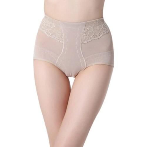 Woman Shaping Pants Female Newest Sexy Breathable Mid Waist Slimming Belly Lift The Hip Solid Color Lace Decor Control Panties