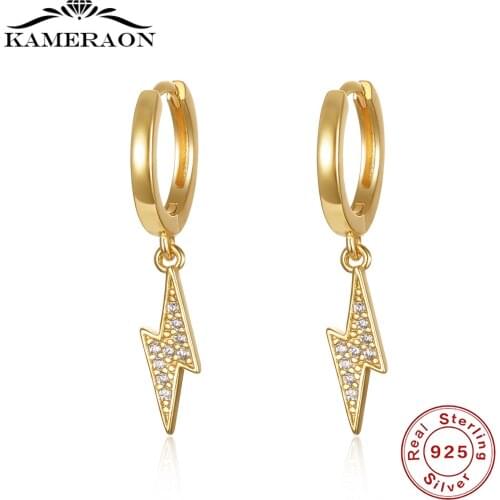 S925 Sterling SIlver Earrings Mini Lighting Shape Gold Hoop Earrings For Women Cute Butterfly Horse Animal Circle Earrings