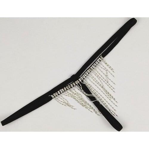 Sexy Erotic Thongs Women Tassel Rhinestones G-Strings T Back Low Waist Ladies Sexy Panties Tangas Underwear Lingerie Nightwear