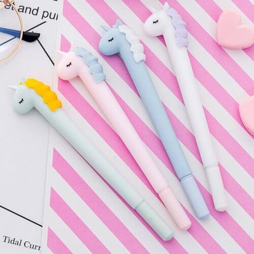 1pcs Unicorn Gel Pen 0.38mm Cute Pens Novelty Stationery Kawaii Pen Student Candy Colors Gel Pens Kawaii School Supplies