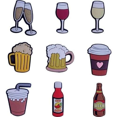 1PCS PVC Cartoon Drink Fridge Magnetic Sticker Champagne Wine Beer Coffee Juice Hot Sauce Heart Refrigerator Magnets Memo Holder
