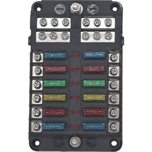 12 Ways Blade Parts Box Auto Parts 32V Parts Box Holder Flame Retardant with Double Cover for Auto Car Marine Trike