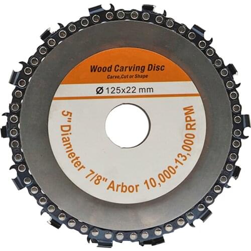 125mm 14 Tooth Woodworking Chain Plate Angle Grinding Wood Slotted Saw Blade Chain Wheel Wood Carving Disc for Angle Grinder