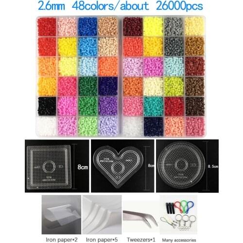 2.6mm 5mm 24/72 colors Box Hama Beads toy Perler educational Kids 3D puzzles diy Iron Fuse beads pegboard sheets ironing paper
