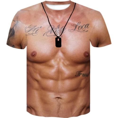 2021 New Style 3D Muscular Man Pattern Print Hip Hop Cool Handsome T-Shirt Oversize For Adult XXS-6XL