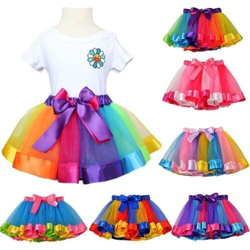 2020 3M-8T Mini Tutu Skirt Baby Girl Skirts Princess Rainbow Tulle Skirts Girls Clothes Children Clothing 100% Positive Feedback