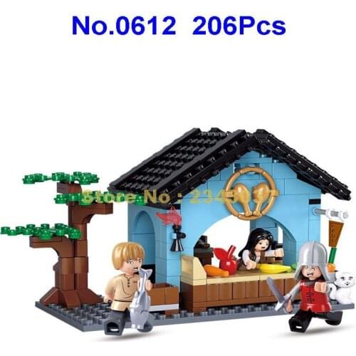 Sluban 0612 206pcs Assassin Legend Medieval Knight Castle Fresh Food Store Building Blocks Toy