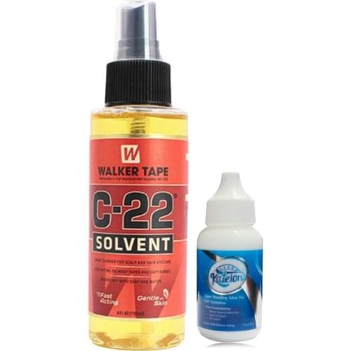 4FL.OZ(118ml) Walker Tape C-22 Solvent Remover+38 ml1.3 Oz Katelon Super Adhesive Glue Wig Bonding Glue for lace wig and toupee